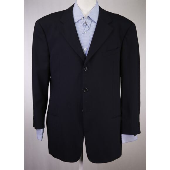 Armani Collezioni Men's Solid Black 3-Btn Wool Blazer Jacket 44S - Picture 2 of 8